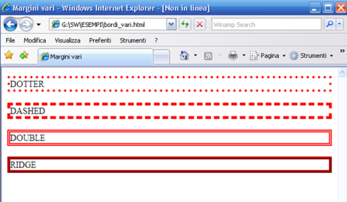 Tipi di bordi Html