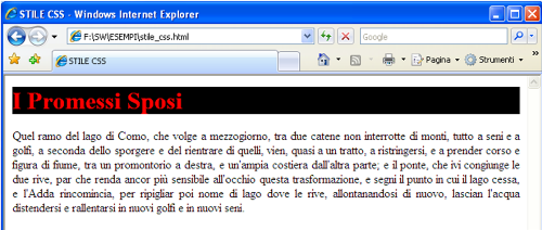 La prima regola CSS