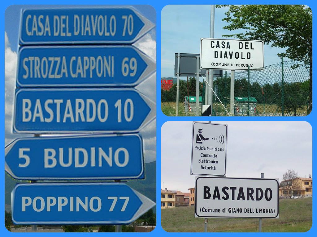 Cartelli stradali strani - Peasi dell'Umbria
