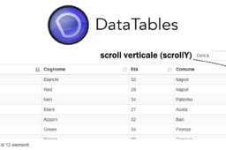 Scroll verticale in una jQuery DataTables